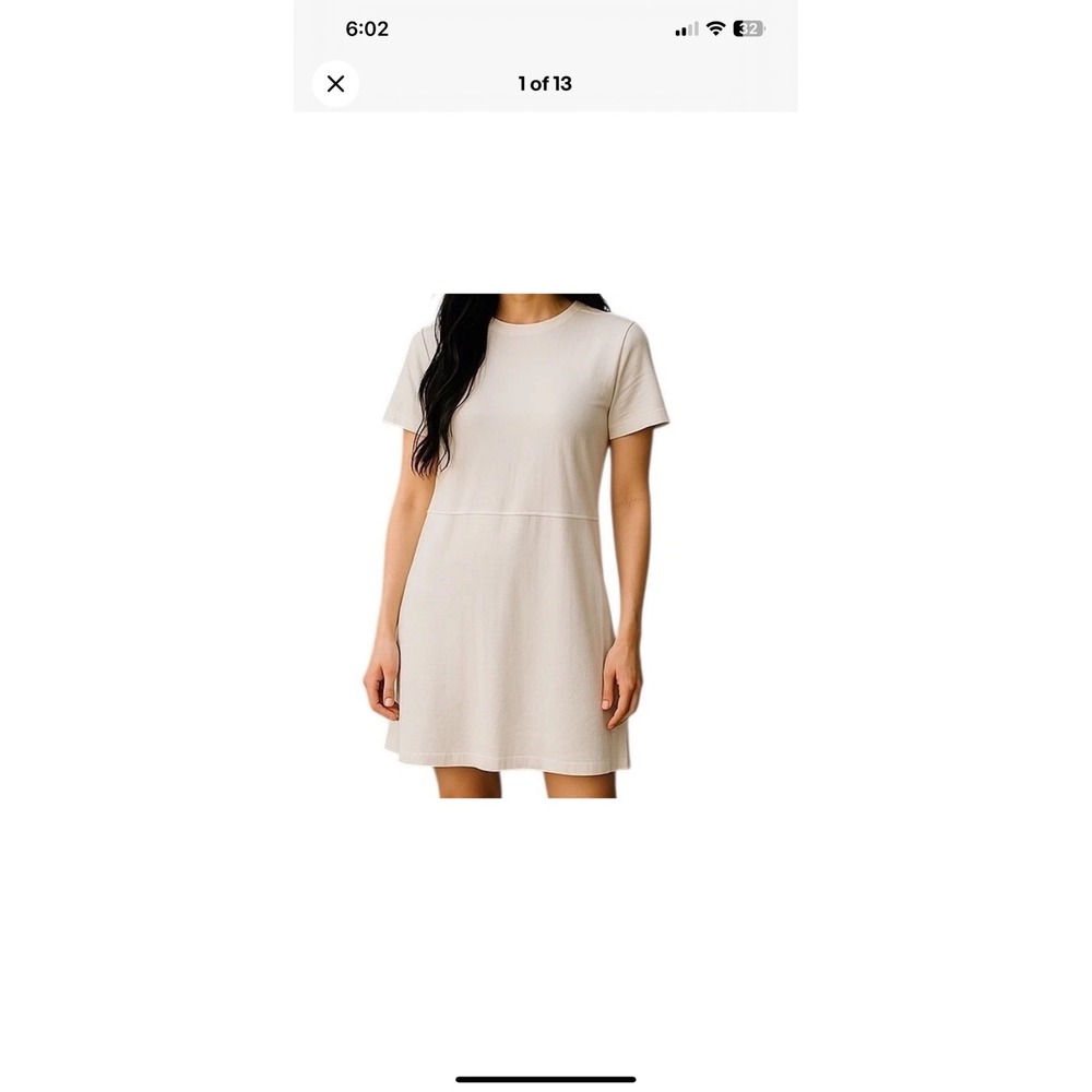 Eileen Fisher T-Shirt Dress High Low Hem Short Sleeve Stretch White Size xs/tp - Picture 10 of 10